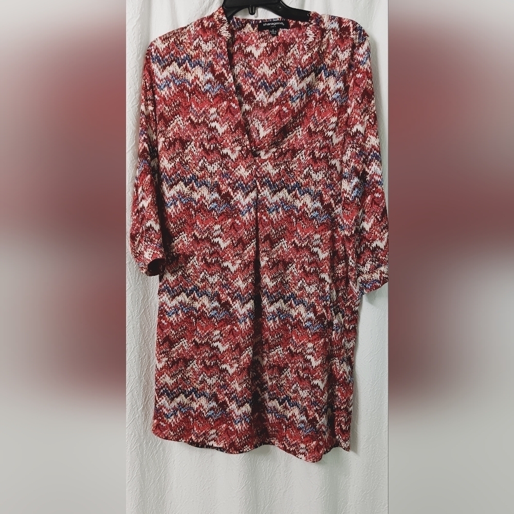 3X25 Sharagano Stylish Red Patterned Women's Dress Size 4